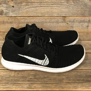 Nike Free RN Flyknit Sneakers Mens Size 12.5 Black White 831069-001 Shoes