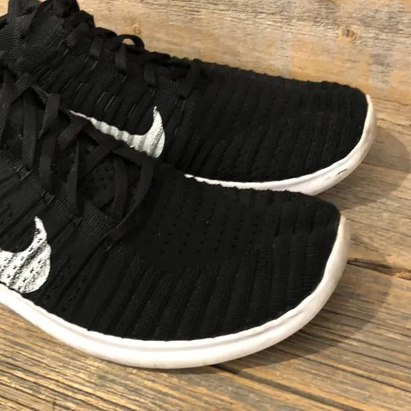 Nike Free RN Flyknit Sneakers Mens Size 12.5 Black White 831069-001 Shoes
