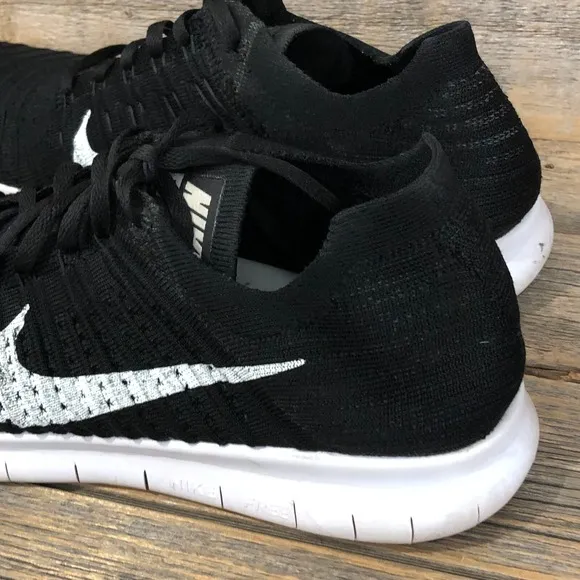 Nike Free RN Flyknit Sneakers Mens Size 12.5 Black White 831069-001 Shoes