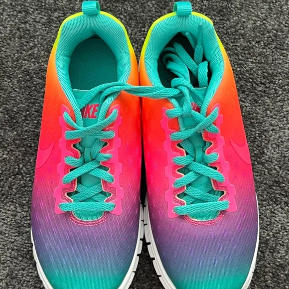 Nike Free Run 5.0 Ombré Neon Rainbow Gradient YOUTH Size 1.5