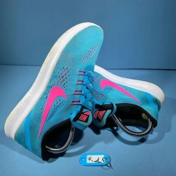Nike Free RN Women's Size 6,5 Running Blue Pink Shoes Sneakers Style 831509-401