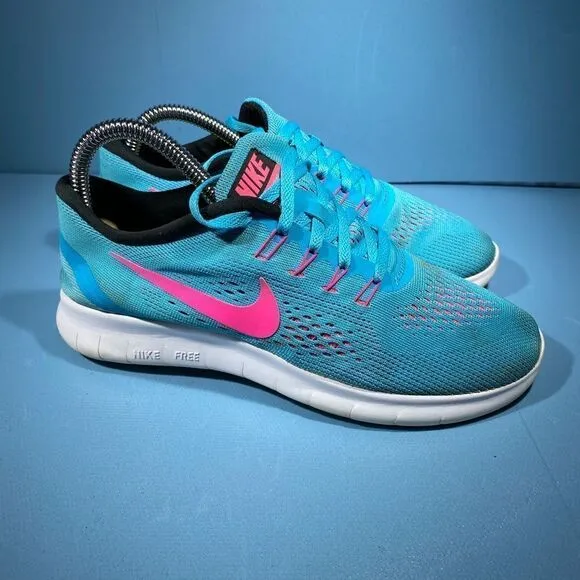 Nike Free RN Women's Size 6,5 Running Blue Pink Shoes Sneakers Style 831509-401