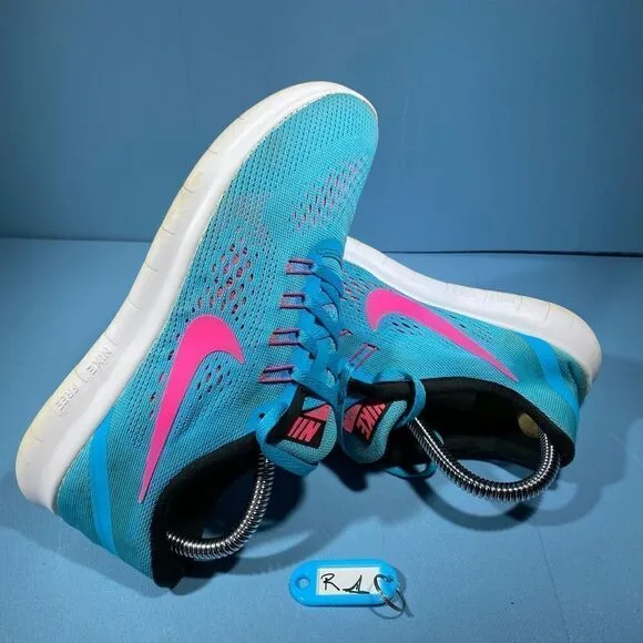 Nike Free RN Women's Size 6,5 Running Blue Pink Shoes Sneakers Style 831509-401