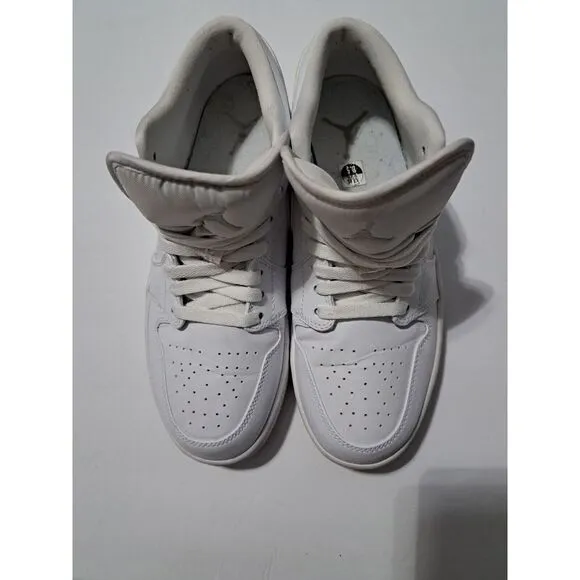 Nike Jordan 1 Low Triple White Sneakers - Men's Size 8.5 - White‎ Good Condition