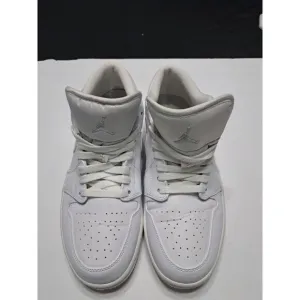 Nike Jordan 1 Low Triple White Sneakers - Men's Size 8.5 - White‎ Good Condition