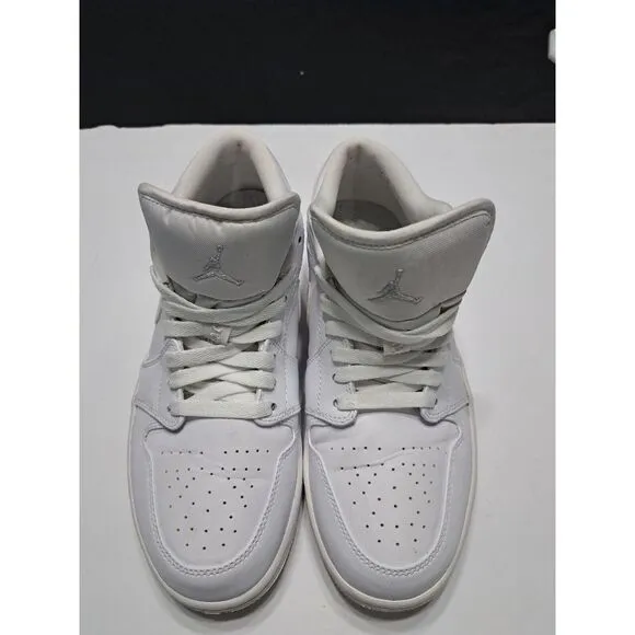 Nike Jordan 1 Low Triple White Sneakers - Men's Size 8.5 - White‎ Good Condition