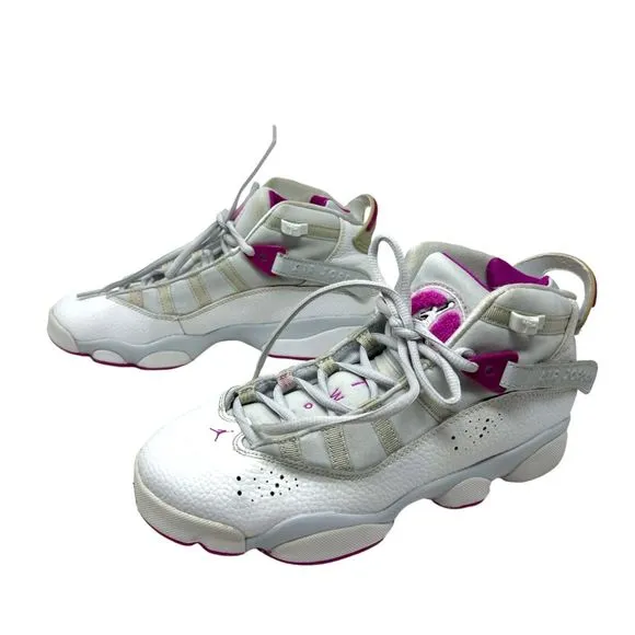 NIke Jordan Air 6 rings sneakers 7 youth GS Platinum Fuchsia Basketball shoes