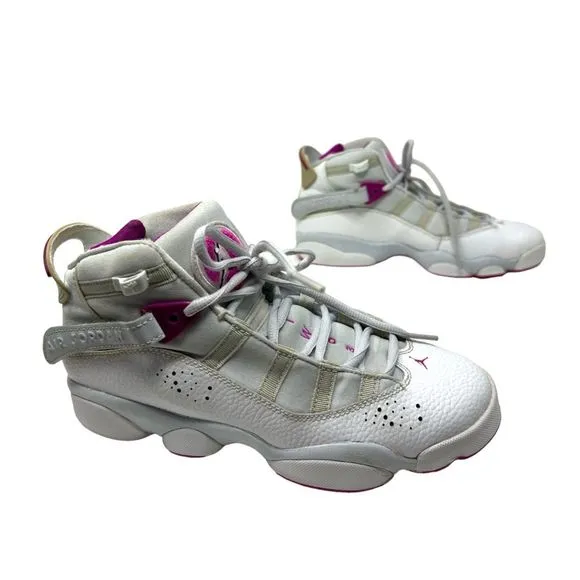 NIke Jordan Air 6 rings sneakers 7 youth GS Platinum Fuchsia Basketball shoes
