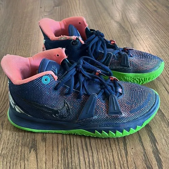 Nike Kyrie 7 Midnight Navy Blue Green Basketball Shoes Sneakers