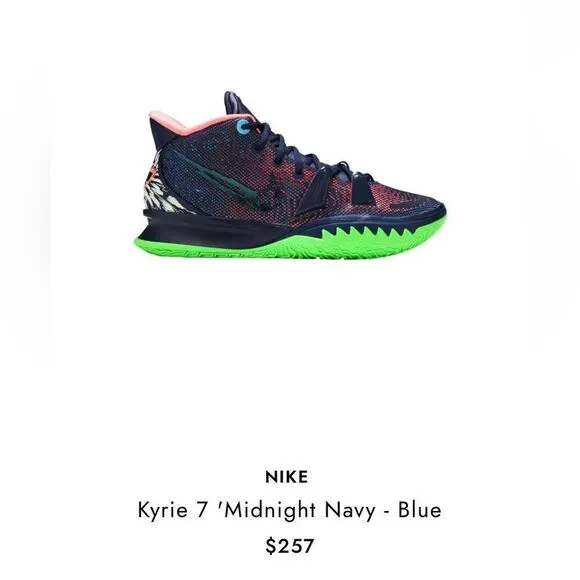 Nike Kyrie 7 Midnight Navy Blue Green Basketball Shoes Sneakers