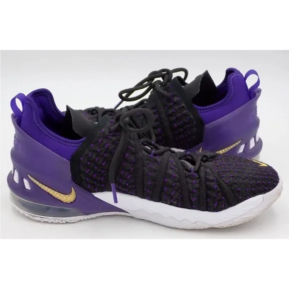 Nike LeBron XVIII 18 Lakers Black Purple Gold Shoes Mens/Youth 7Y CW2760-004