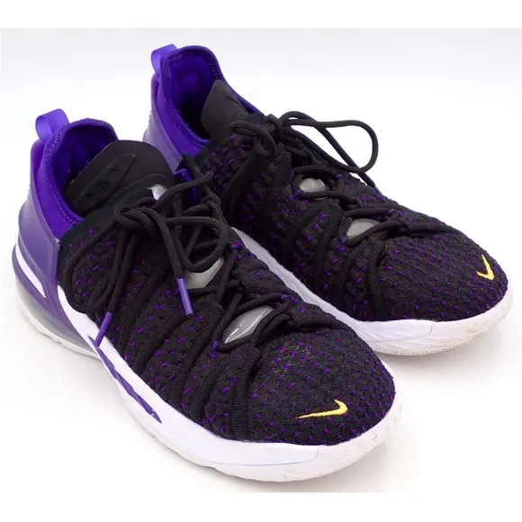 Nike LeBron XVIII 18 Lakers Black Purple Gold Shoes Mens/Youth 7Y CW2760-004