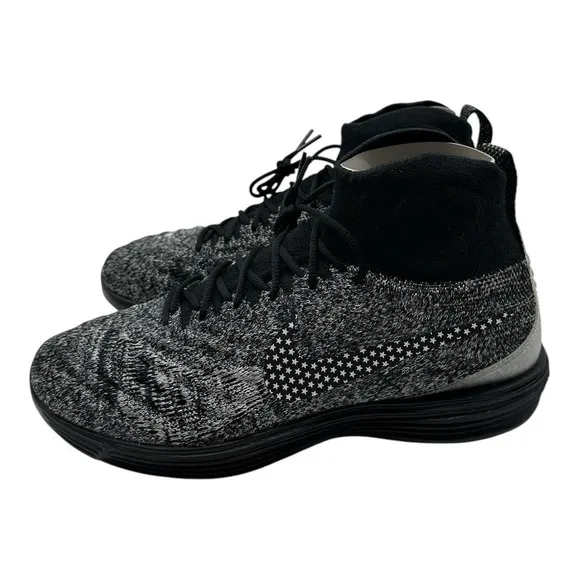 Nike Lunar Magista II Flyknit FC Shoes Mens 9 Black White Sneakers 876385-001