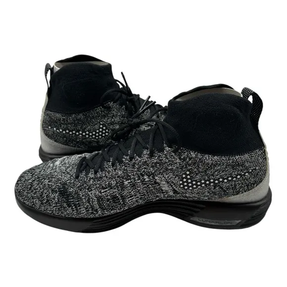 Nike Lunar Magista II Flyknit FC Shoes Mens 9 Black White Sneakers 876385-001