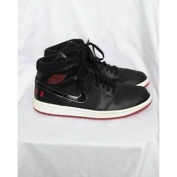 Nike Men's 8 Jordan 1 Retro Mid Bred Sneakers Black Red White Sporty Streetwear