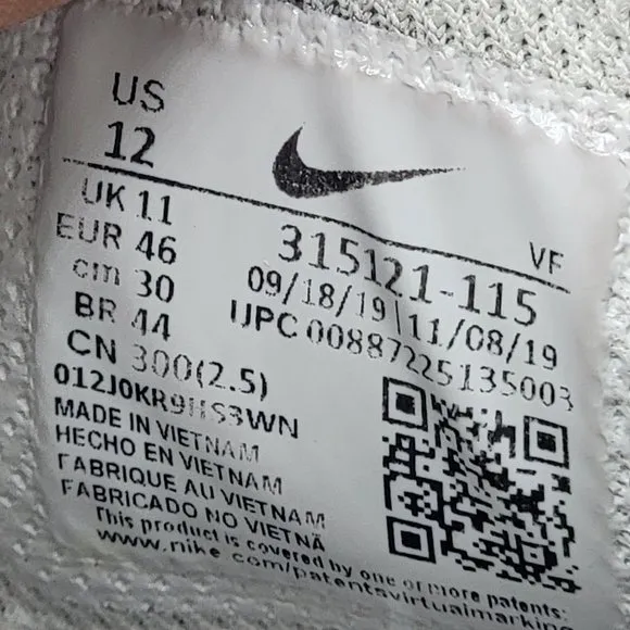 Nike Mens Shoes Size 12 White Air Force 1 Mid Triple White Athletic 315121-115