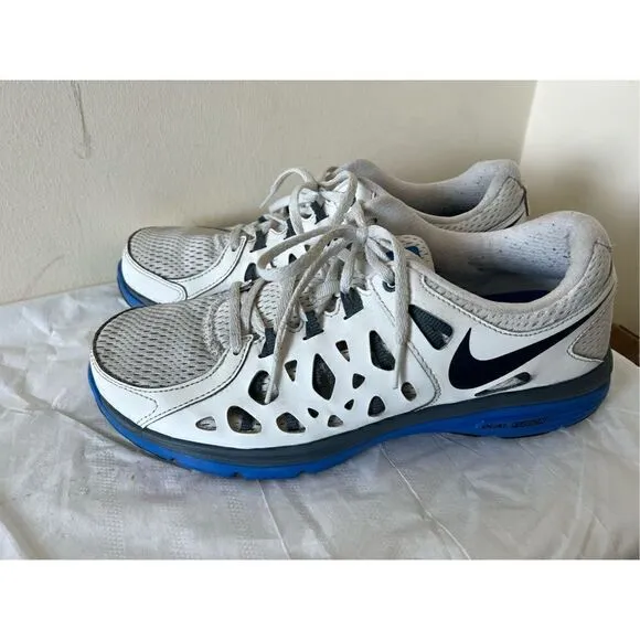 NIKE Men's Shoe's Dual Fusion Run 2 athletic Sneakers Running White-Blue Sz.8.5