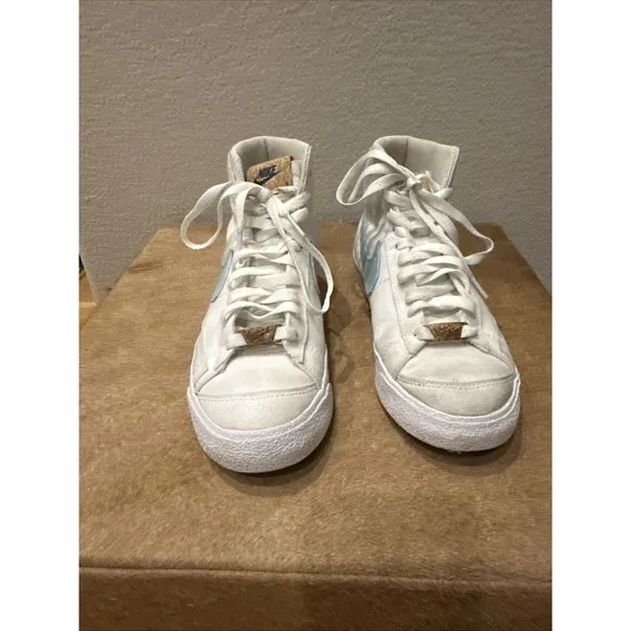 Nike Men's Size 6.5‎ Blazer Mid 77 White Indigo Blue Canvas Sneakers CI1166-100