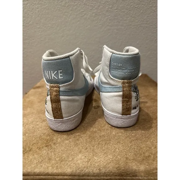 Nike Men's Size 6.5‎ Blazer Mid 77 White Indigo Blue Canvas Sneakers CI1166-100