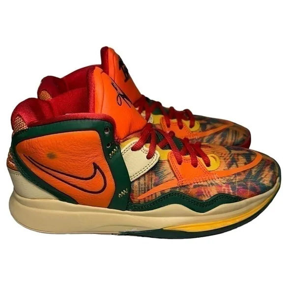 Nike Men’s Size 8 Kyrie Infinity 1 World 1 People Orange Black Green Sneakers