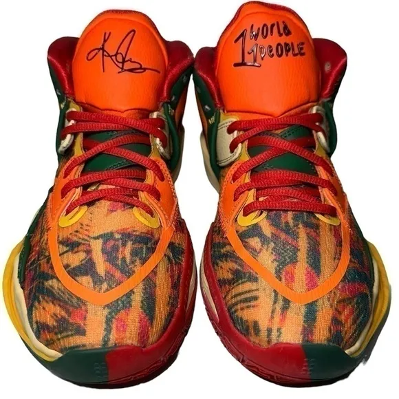 Nike Men’s Size 8 Kyrie Infinity 1 World 1 People Orange Black Green Sneakers