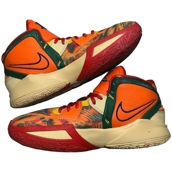 Nike Men’s Size 8 Kyrie Infinity 1 World 1 People Orange Black Green Sneakers