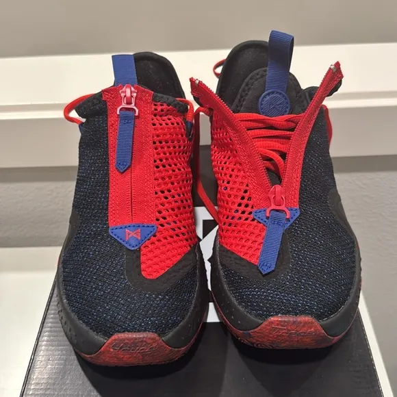 Nike PG4 basketball shoes 5Y Boys/3.5 girls Black/Red/Blue/Metallic Silver