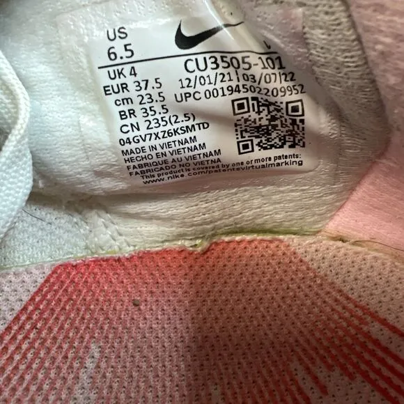 Nike Renew Run 2 Womens Size 6.5 White Pink Running Shoes Sneakers CU3505-101