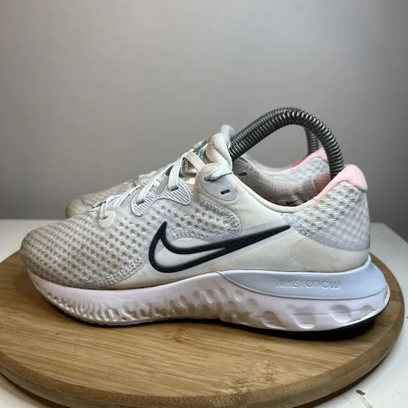 Nike Renew Run 2 Womens Size 6.5 White Pink Running Shoes Sneakers CU3505-101