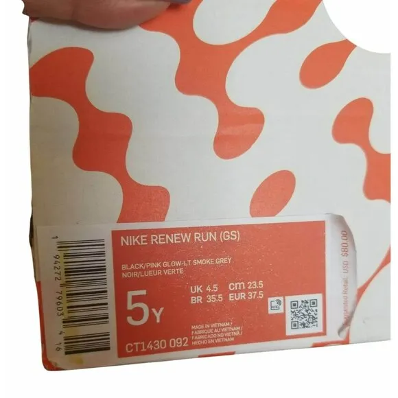 🤩Nike Renew Run (GS) Big Kids Running Size 5Y Shoes Sneakers CT1430-092 New