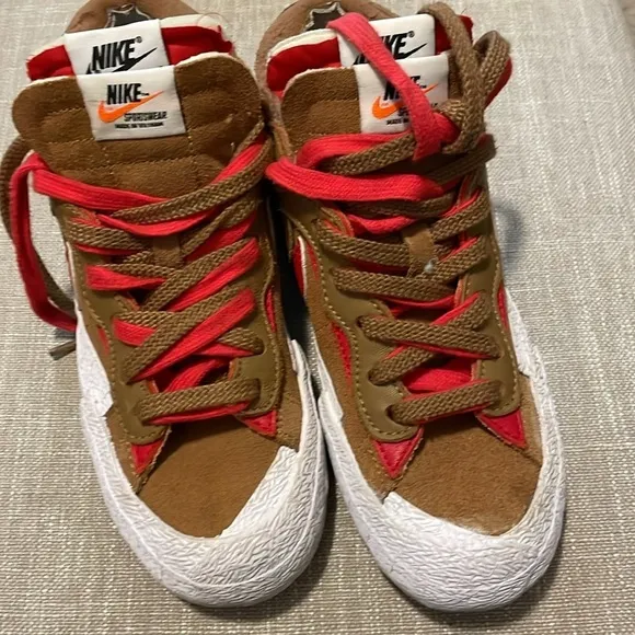 Nike Sacai Blazer Sneakers LowRider Brown and Red Size 5