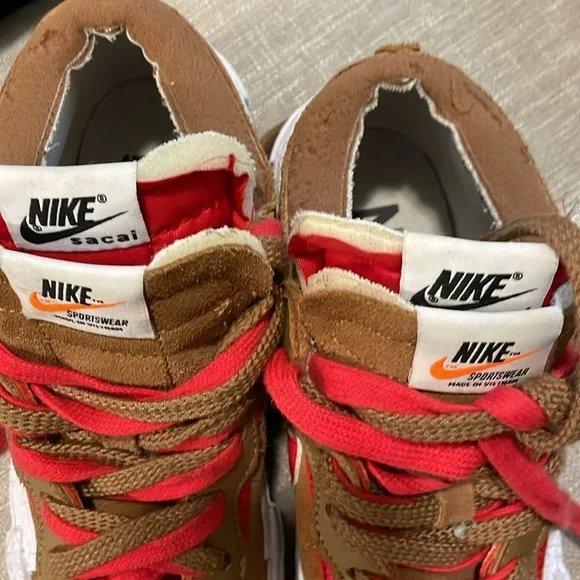 Nike Sacai Blazer Sneakers LowRider Brown and Red Size 5