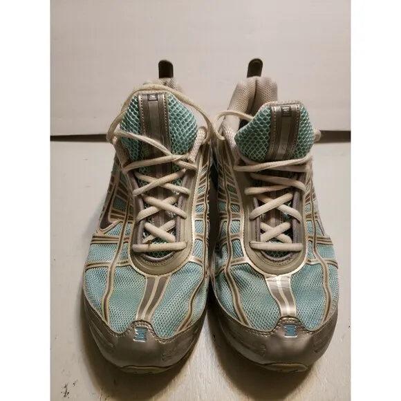 NIKE SHOX REVIVE WOMEN 312522-402 RUNNING Active Sneakers Blue Silver White   10