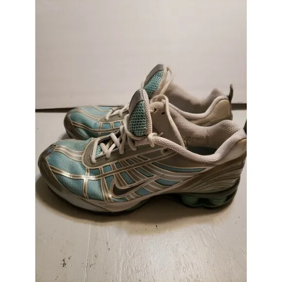 NIKE SHOX REVIVE WOMEN 312522-402 RUNNING Active Sneakers Blue Silver White   10