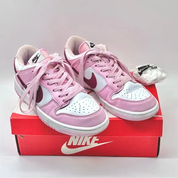 Nike Women’s Dunk Low Pink Red White Shoes Sneakers size 9