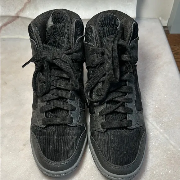 Nike Women's Sky Hi Dunk Black Wedge Sneakers