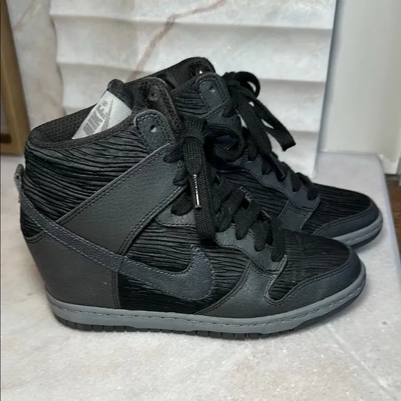 Nike Women's Sky Hi Dunk Black Wedge Sneakers