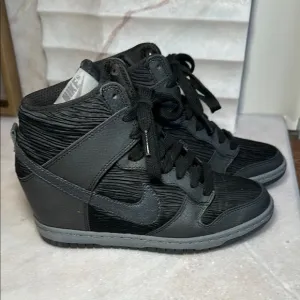 Nike Women's Sky Hi Dunk Black Wedge Sneakers