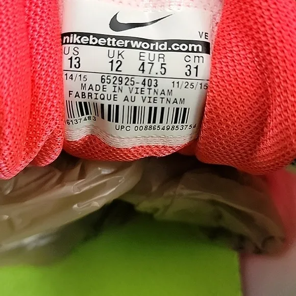 Nike Zoom Pegasus 31 Men’s Size 13 Gray / Orange Running GS Sneakers 652925-403