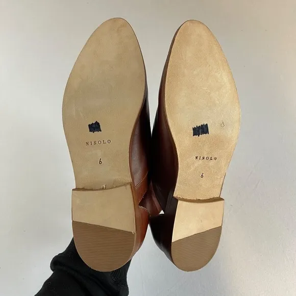 Nisolo Emma D'Orsay Oxford 6 Brown Leather Slip On Shoes Flats $170‎ NEVER WORN