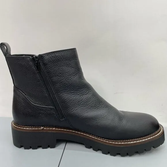 Nordstrom Miller 2 Lea Chelsea Boots Ankle Pebbled Leather Zip Black Womens 11