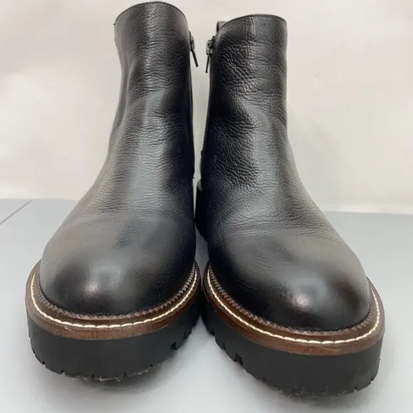 Nordstrom Miller 2 Lea Chelsea Boots Ankle Pebbled Leather Zip Black Womens 11