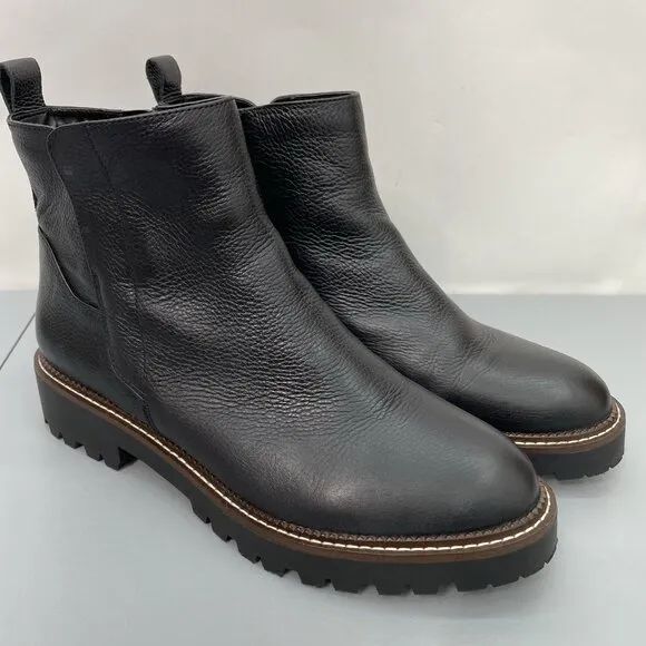 Nordstrom Miller 2 Lea Chelsea Boots Ankle Pebbled Leather Zip Black Womens 11