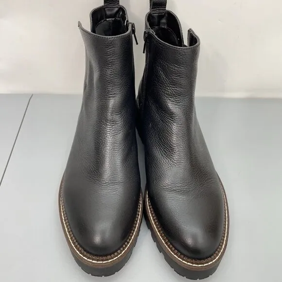 Nordstrom Miller 2 Lea Chelsea Boots Ankle Pebbled Leather Zip Black Womens 11