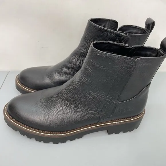 Nordstrom Miller 2 Lea Chelsea Boots Ankle Pebbled Leather Zip Black Womens 11