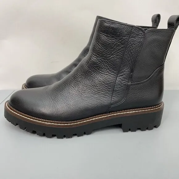Nordstrom Miller 2 Lea Chelsea Boots Ankle Pebbled Leather Zip Black Womens 11