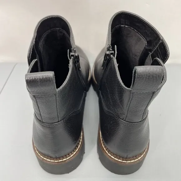 Nordstrom Miller 2 Lea Chelsea Boots Ankle Pebbled Leather Zip Black Womens 11