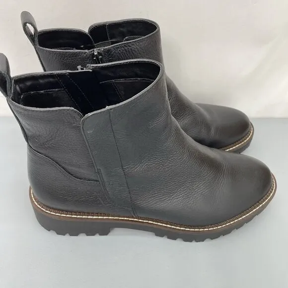 Nordstrom Miller 2 Lea Chelsea Boots Ankle Pebbled Leather Zip Black Womens 11