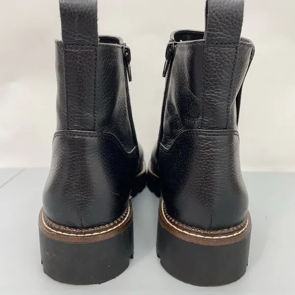 Nordstrom Miller 2 Lea Chelsea Boots Ankle Pebbled Leather Zip Black Womens 11