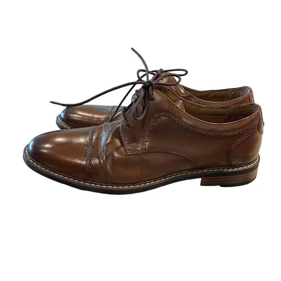 Nunn Bush Centro Flex Cap Toe Oxford Leather Shoes Dressy Cognac Size 11
